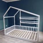 Toddler Floor Bed with Roof and Shelves KDL-56